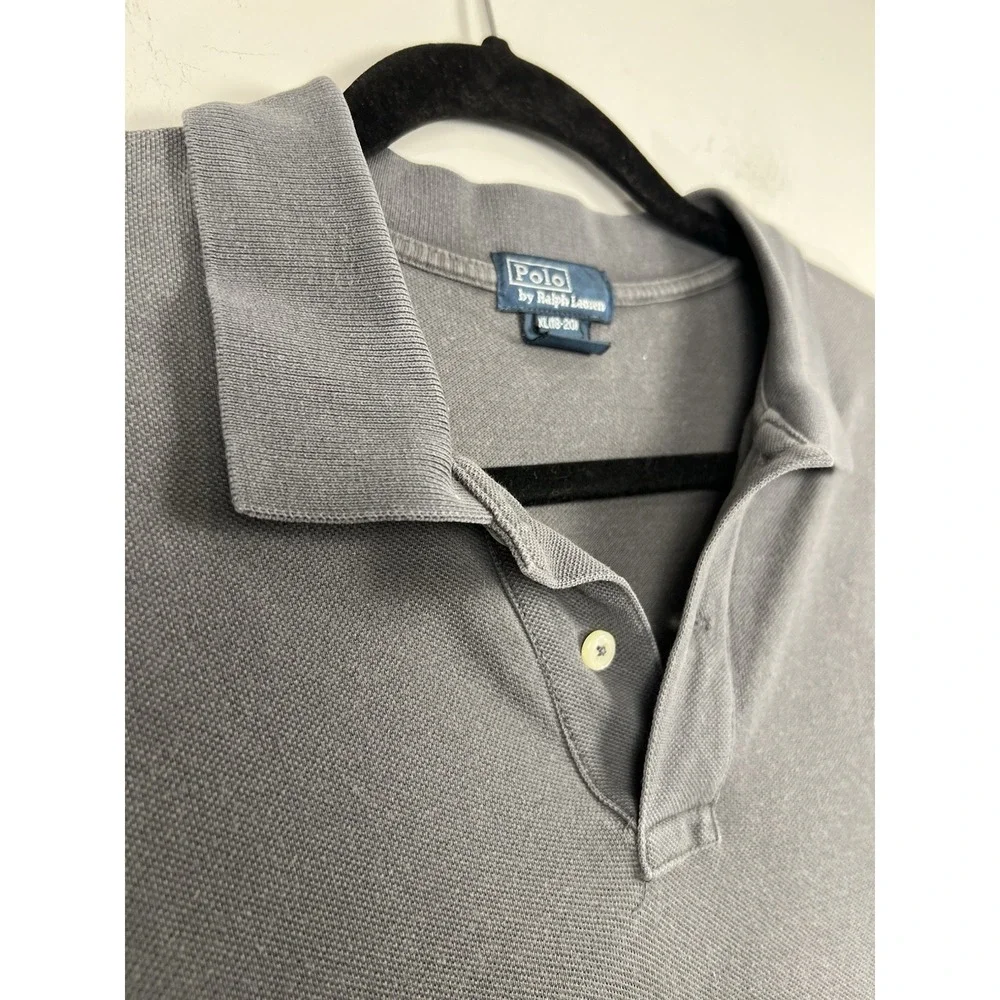 Polo Ralph Lauren Gray Polo Shirt‎ XL 18-20 100% Cotton Short Sleeve Pony Logo